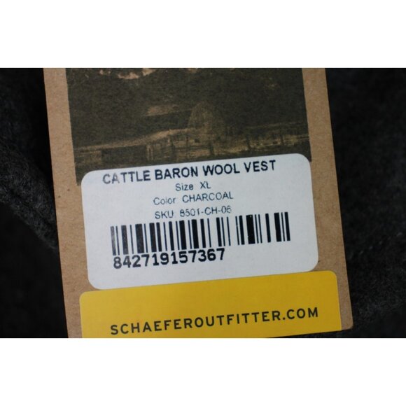 Schaefer Outfitter Mens XL Western Cattle Baron Wool Vest NEW O937 - Picture 4 of 6